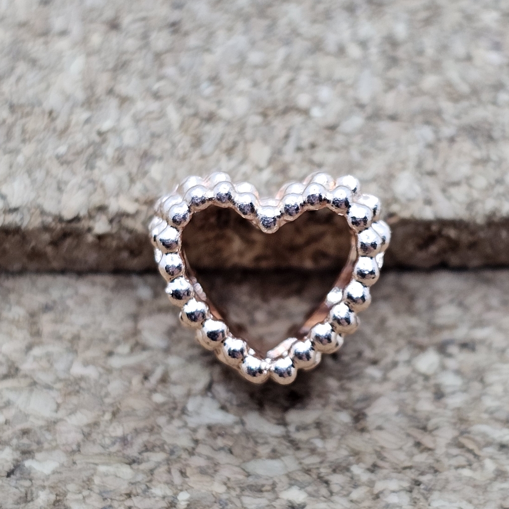 5/$21 Rose Gold Beaded Open Heart Charm For Pandora Bracelets